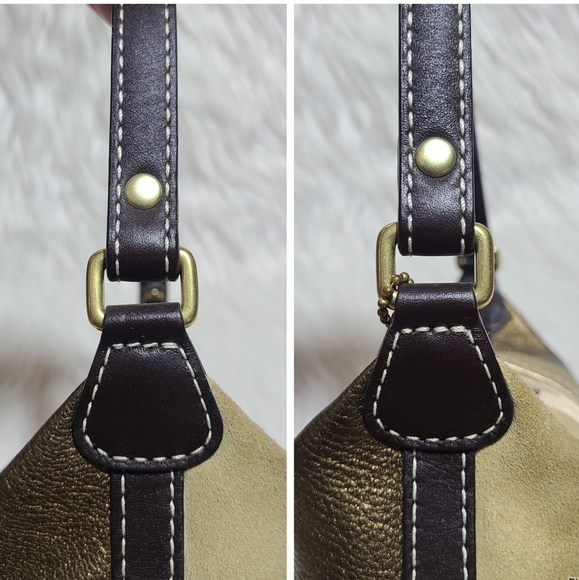 Coach|Gold Canvas & Suede Patchwork Mini Bag - Picture 11 of 13